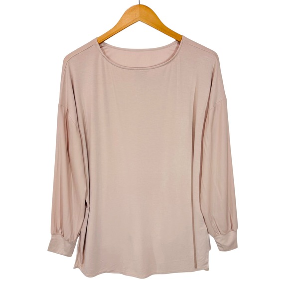 Ann Taylor Tops - Ann Taylor Top Women M Beige Long Sleeve Puff Shoulder Pleats Neutral Old Money